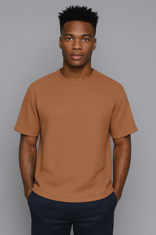 Brown Waffle Texture T-shirt