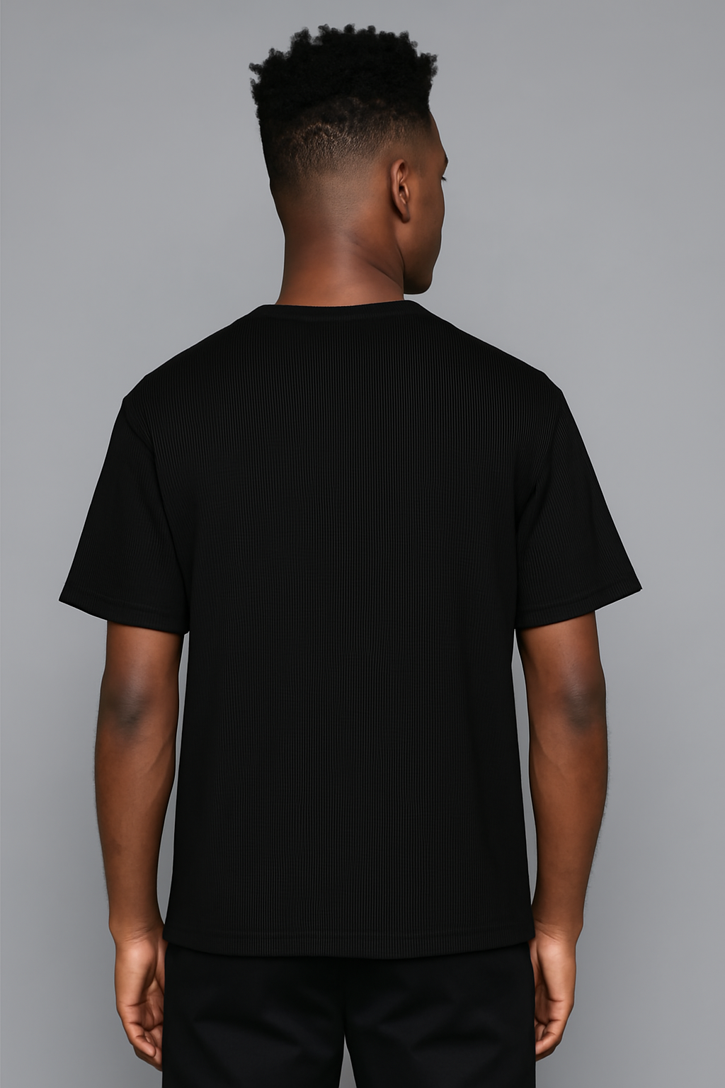 Black Waffle Texture T-shirt