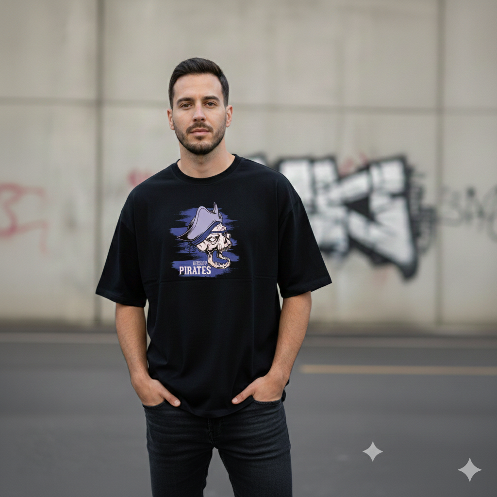 Feel The Impulse - Drift Black Oversize Printed Tee