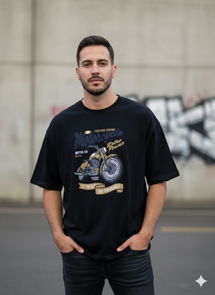 Feel The Impulse - Drift Black Oversize Printed Tee