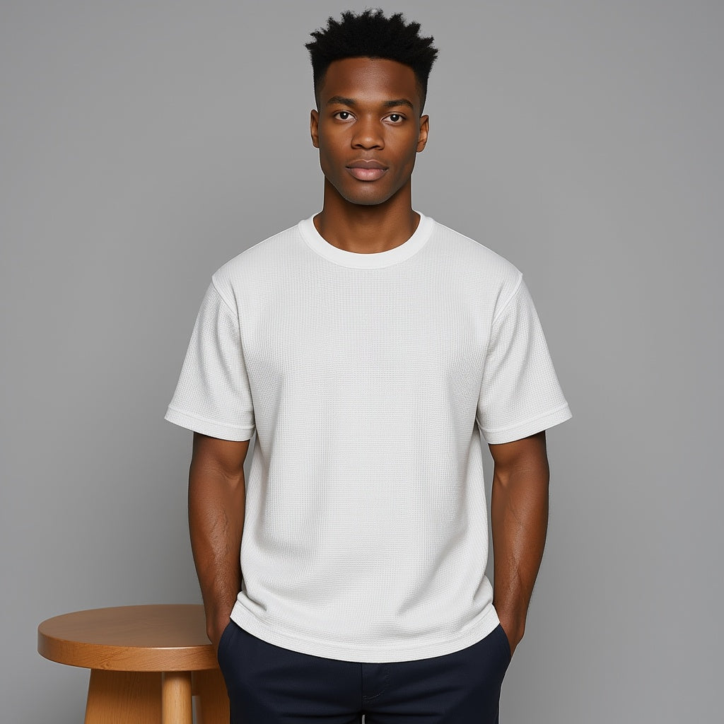 White Waffle Texture T-shirt