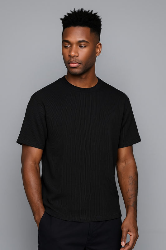 Black Waffle Texture T-shirt