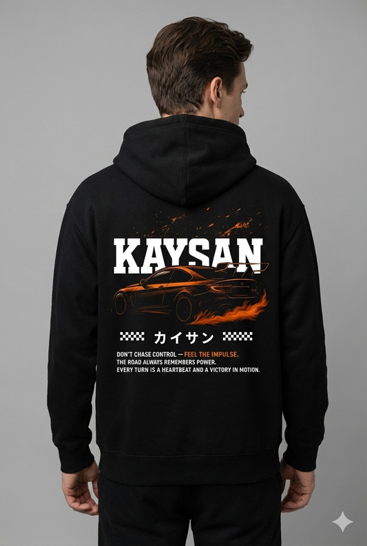 Feel the impulse - Black oversized printed Hoodie